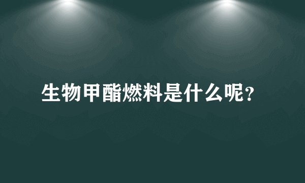 生物甲酯燃料是什么呢?