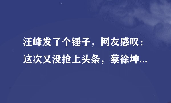 汪峰发了个锤子，网友感叹：这次又没抢上头条，蔡徐坤回应“亲密照”：不是我