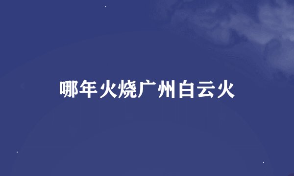 哪年火烧广州白云火