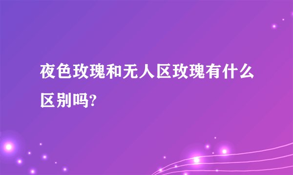 夜色玫瑰和无人区玫瑰有什么区别吗?