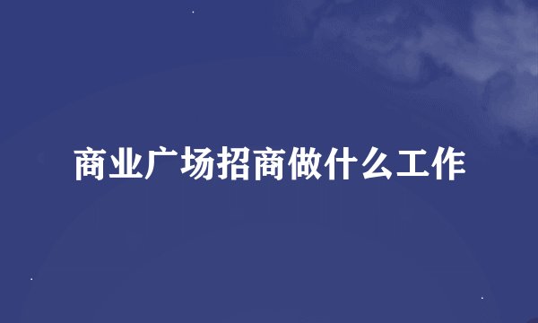 商业广场招商做什么工作