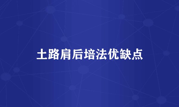 土路肩后培法优缺点