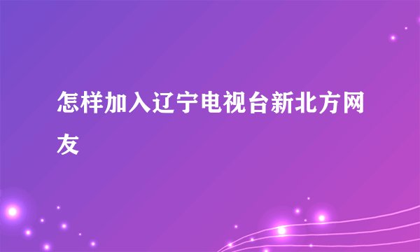 怎样加入辽宁电视台新北方网友
