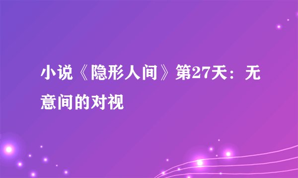 小说《隐形人间》第27天：无意间的对视