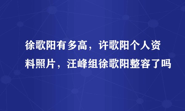 徐歌阳有多高，许歌阳个人资料照片，汪峰组徐歌阳整容了吗