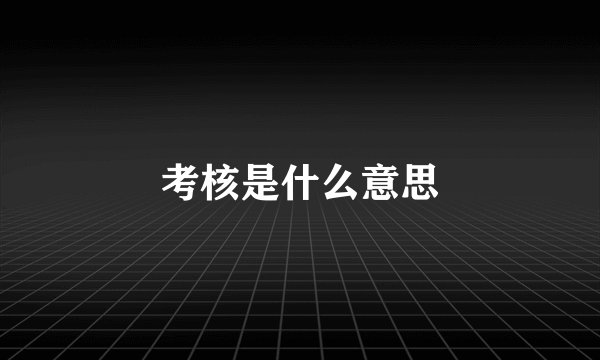 考核是什么意思