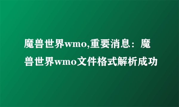 魔兽世界wmo,重要消息：魔兽世界wmo文件格式解析成功
