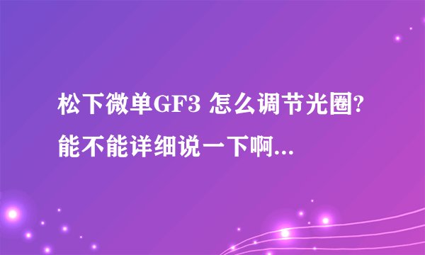 松下微单GF3 怎么调节光圈? 能不能详细说一下啊！上午买了一个 什么都不会啊……
