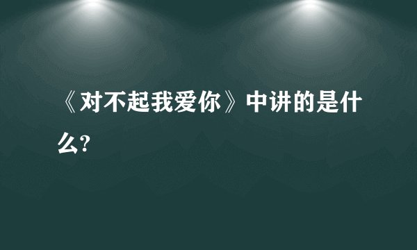 《对不起我爱你》中讲的是什么?