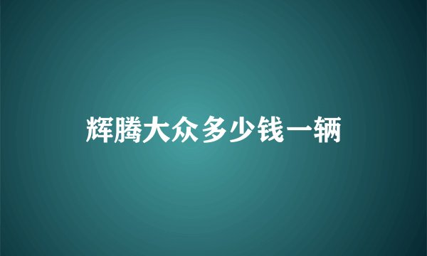 辉腾大众多少钱一辆