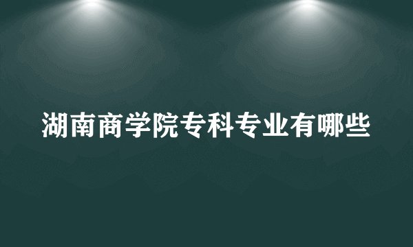 湖南商学院专科专业有哪些