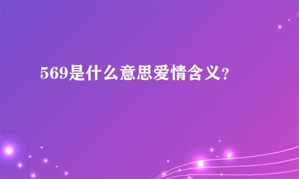 569是什么意思爱情含义?