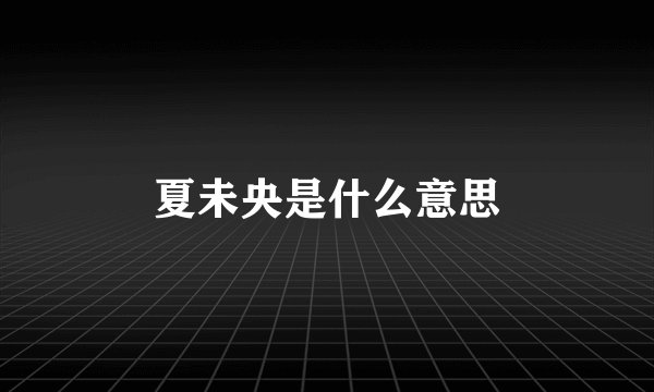 夏未央是什么意思
