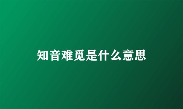 知音难觅是什么意思