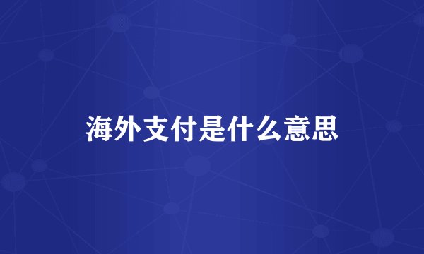 海外支付是什么意思