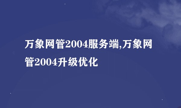 万象网管2004服务端,万象网管2004升级优化