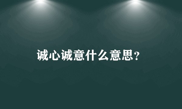 诚心诚意什么意思?