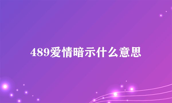 489爱情暗示什么意思