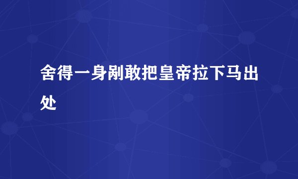 舍得一身剐敢把皇帝拉下马出处