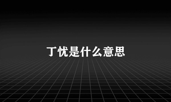 丁忧是什么意思