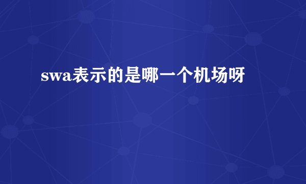 swa表示的是哪一个机场呀