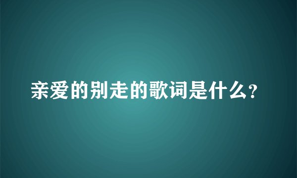 亲爱的别走的歌词是什么？