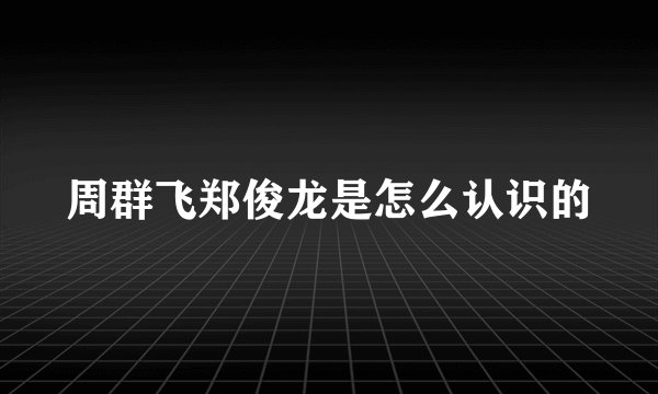 周群飞郑俊龙是怎么认识的