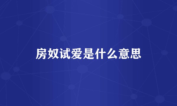 房奴试爱是什么意思