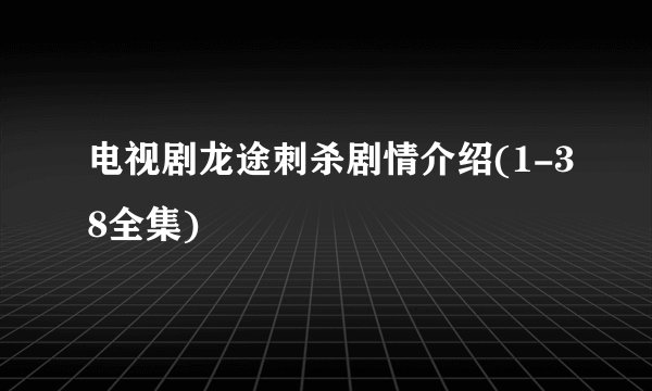 电视剧龙途刺杀剧情介绍(1-38全集)