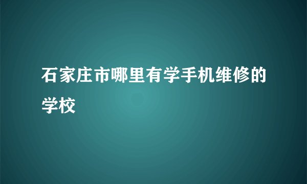 石家庄市哪里有学手机维修的学校