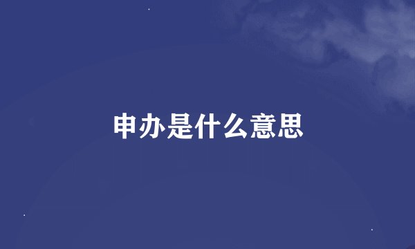 申办是什么意思