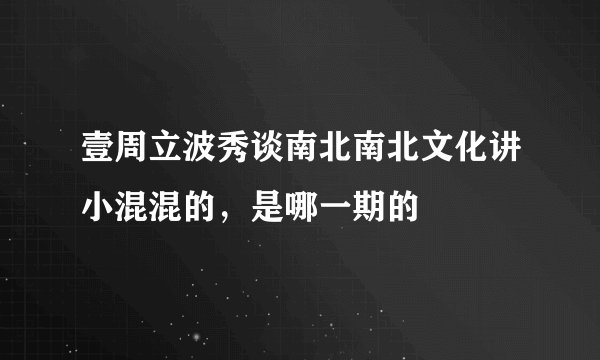 壹周立波秀谈南北南北文化讲小混混的,是哪一期的