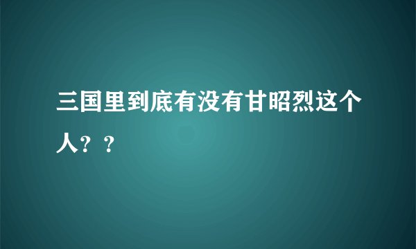 三国里到底有没有甘昭烈这个人？？