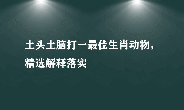 土头土脑打一最佳生肖动物，精选解释落实