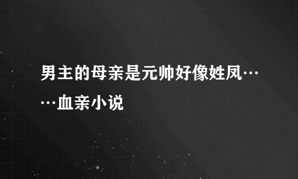 男主的母亲是元帅好像姓凤……血亲小说