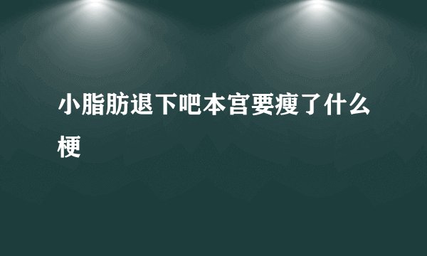 小脂肪退下吧本宫要瘦了什么梗
