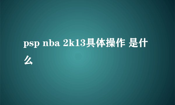 psp nba 2k13具体操作 是什么