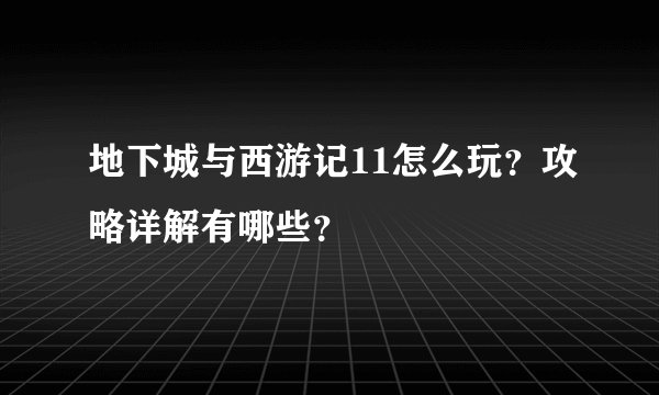 地下城与西游记11怎么玩？攻略详解有哪些？