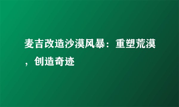 麦吉改造沙漠风暴：重塑荒漠，创造奇迹
