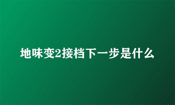 地味变2接档下一步是什么