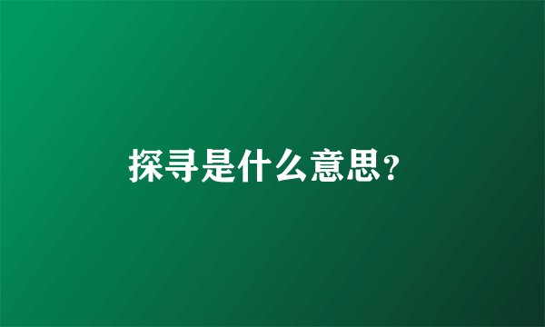 探寻是什么意思?