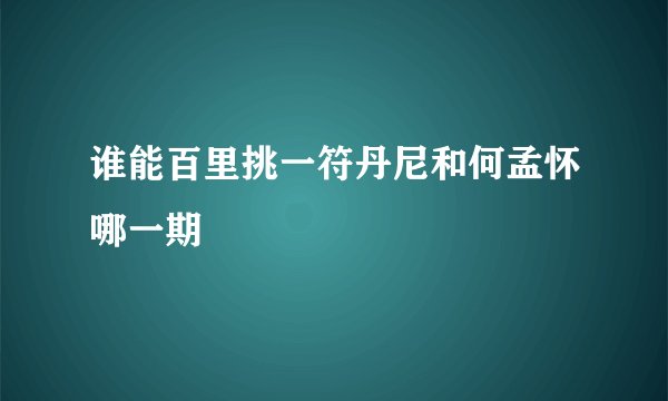 谁能百里挑一符丹尼和何孟怀哪一期