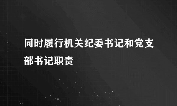 同时履行机关纪委书记和党支部书记职责