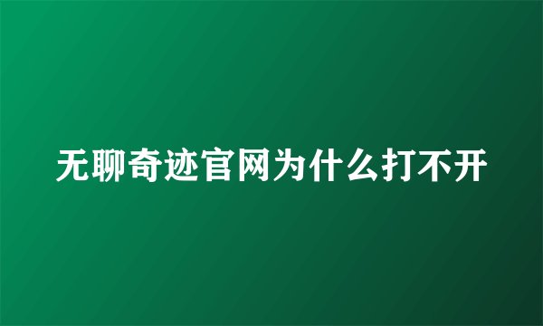 无聊奇迹官网为什么打不开