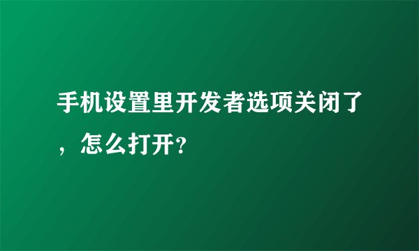 手机设置里开发者选项关闭了，怎么打开？