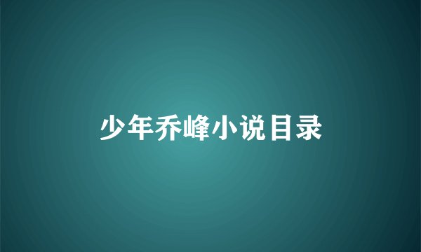 少年乔峰小说目录