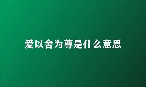 爱以舍为尊是什么意思