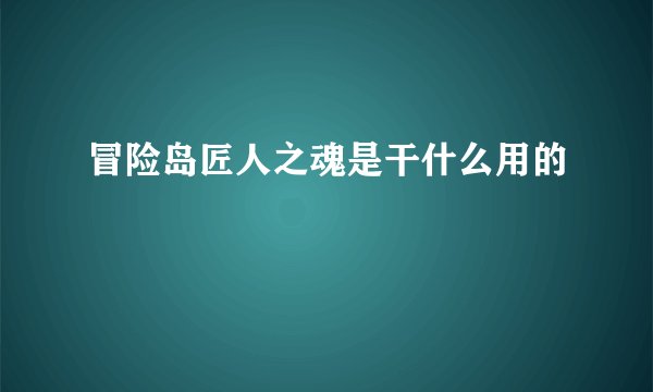 冒险岛匠人之魂是干什么用的