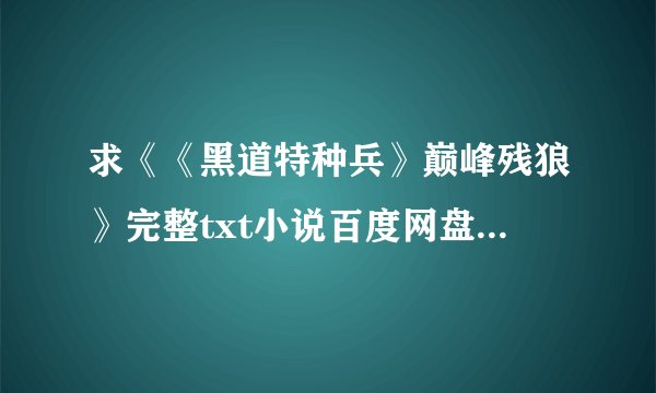 求《《黑道特种兵》巅峰残狼》完整txt小说百度网盘下载链接