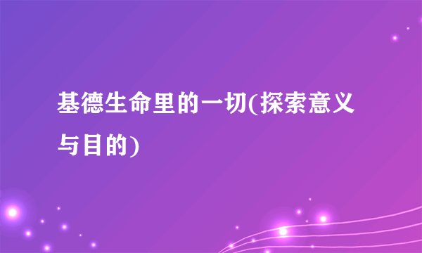 基德生命里的一切(探索意义与目的)